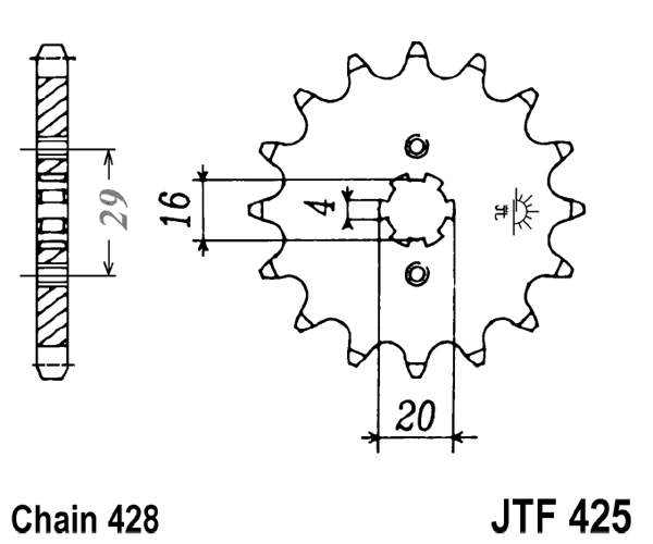 Pinion fata JT JTF 425-14 14T, 428